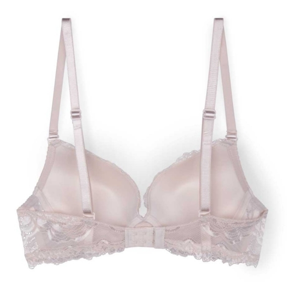 Rene Rofe Lingerie Extreme Push Up Pastel Pink/Nude Floral Lace Bra 36C - Picture 3 of 3